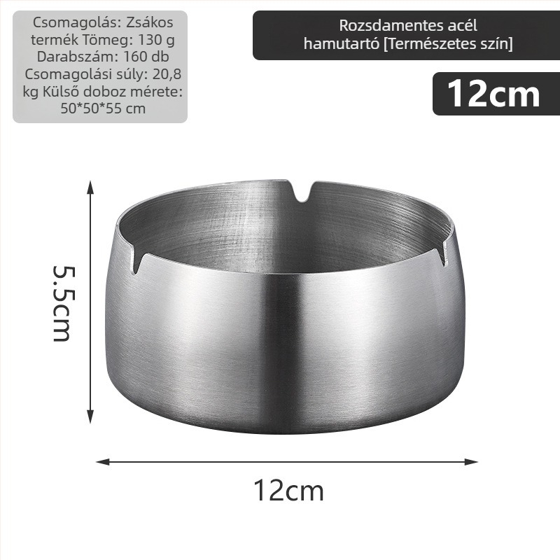 Rozsdamentes acélból készült hamutartó, szélvédett vastagított dizájnnal - logónyomtatás, újrafelhasználható, modern minimalist stílus