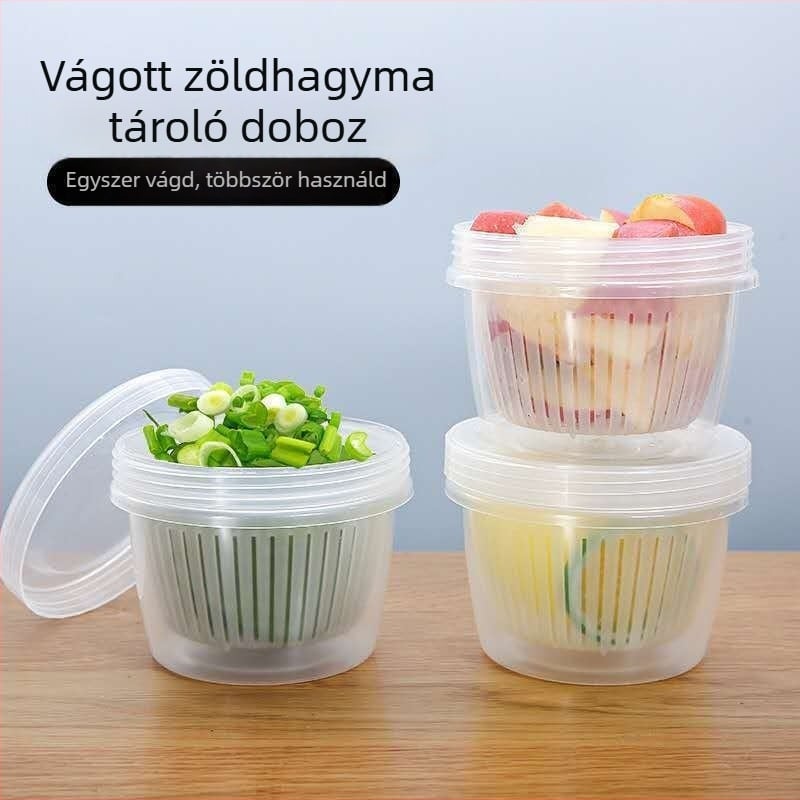 Műanyag kerek tároló doboz hagyma és fokhagyma számára, konyhai tároláshoz