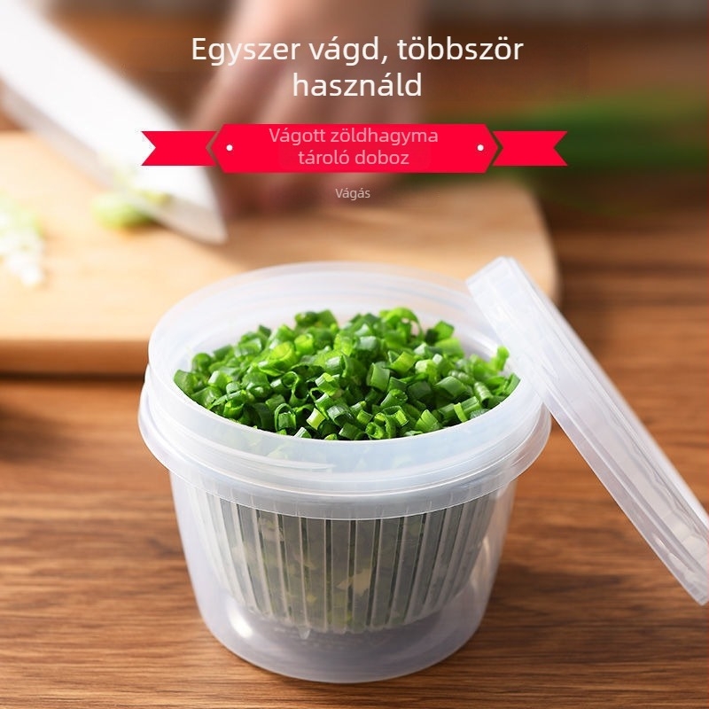 Műanyag kerek tároló doboz hagyma és fokhagyma számára, konyhai tároláshoz