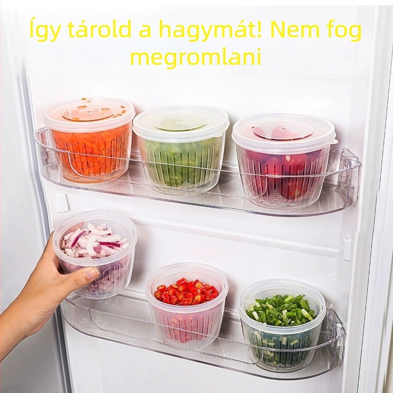 Műanyag kerek tároló doboz hagyma és fokhagyma számára, konyhai tároláshoz