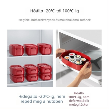 Kétszintes négyszögletes ebédes doboz PP-ből, mikrózható, 800-1000 ml, egyszínű dizájn