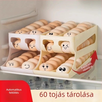 Tojás tároló doboz – többszintű, ferde nyílás, automata tojás gördítő, műanyag, modell 9224