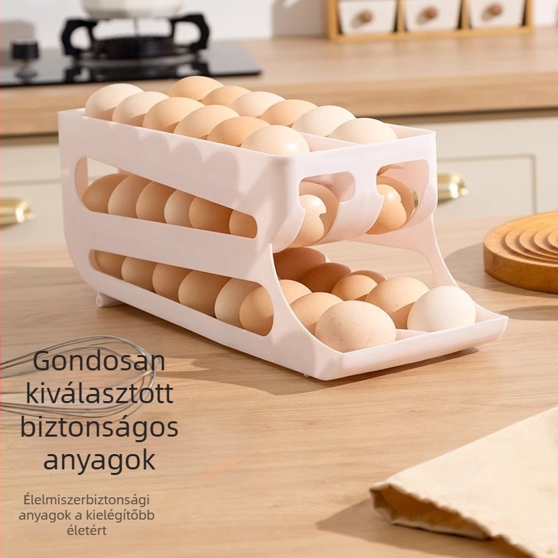 Tojás tároló doboz – többszintű, ferde nyílás, automata tojás gördítő, műanyag, modell 9224