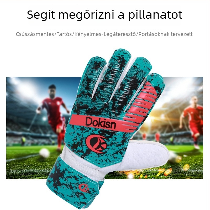 Futball kapus kesztyűk, latex, megvastagodott tenyér, ujjvédő, edzésre, testreszabható, márka Dazzle Force