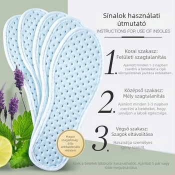 Növényi dezodoráló talpbetét, lélegző, nedvszívó, EVA, teljes talpbetét, uniszex, alkalmas sportcipőkhöz