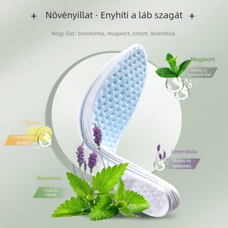 Növényi dezodoráló talpbetét, lélegző, nedvszívó, EVA, teljes talpbetét, uniszex, alkalmas sportcipőkhöz