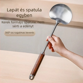 Gombás alakú rozsdamentes acél főző spatula; tapadásmentes, csúszásmentes, nagyhőmérséklet-álló, égésálló; nyél rozsdamentes acélból