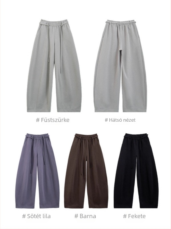 Női casual hosszú nadrág, magas derék, laza szabás, pamut-spandex keverék, japán/koreai casual stílus, őszi-téli 2025