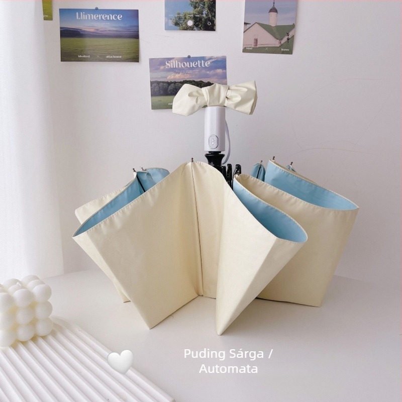 Automata összecsukható női napernyő, 8 ágú váz, 190T szövet, acél tengely, gumírozott fogantyú, UPF50+ UV-védelem, szél- és esőálló