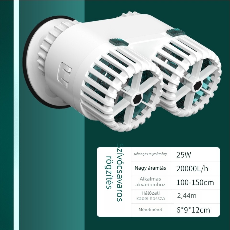 WaterBear hullámkeltő szivattyú akváriumhoz, szűrés, rozsdamentes acél tengely, 280–360 g