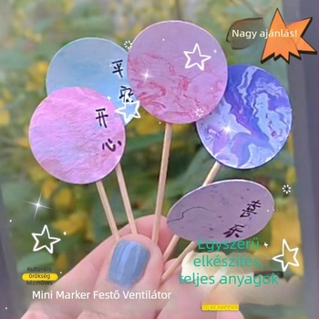 Kör alakú lakkozott fan - kézzel készített, DIY márványozás, Baize, karton, modell SZ00124, egyszerű modern stílus, kézben tartható, diákoknak