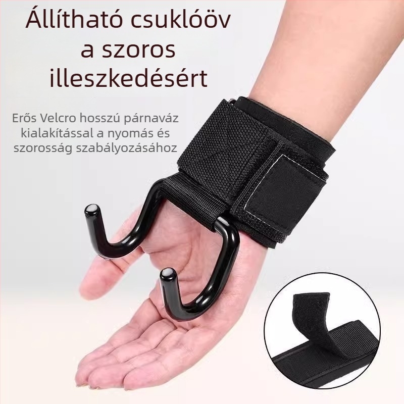 Húzódzkodó erőhorgos csuklóvédő és fogó kesztyű és segítő öv – egyes horog, poliészter rost