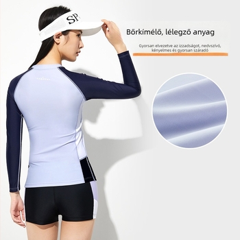 Női hosszú ujjú gyorsan száradó fürdőruha, konzervatív szabás, testhez álló, napvédelem, bélés 20% Spandex, 80% Nylon, 210 g/m2, melltámasz párna
