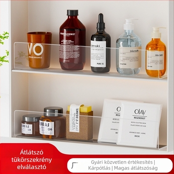 Átlátszó akril válaszfal tükrös fürdőszobai szekrényhez, leesés elleni védőfal, fúrás nélküli szerelés, egy rétegű elválasztó