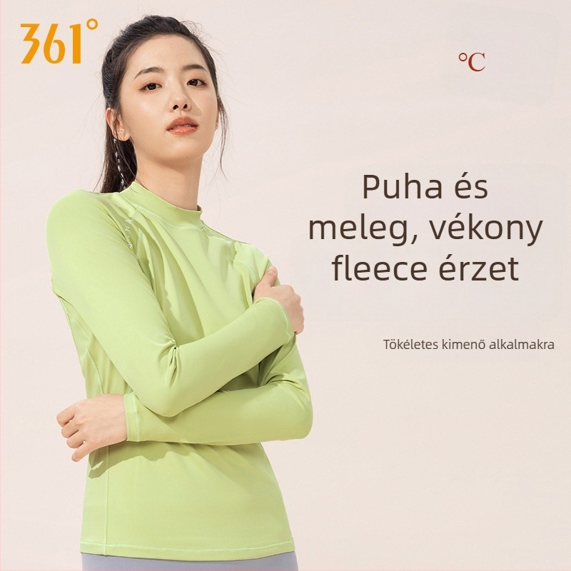 361 Női jóga felső hosszú ujjú őszi edzéshez – fleece bélés, 78% poliészter