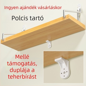 Kétszintes falra szerelhető polc éjjeliszekrényhez és nappaliba, fúrás nélkül, fa vagy bambusz