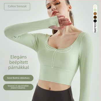 Ruifusion Női jóga top fix kosárkával, hosszú ujjú, mellkas párnával – karcsú fazon, nylon 69% / bélés nylon 31%
