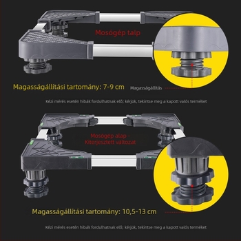 Rozsdamentes acél mosógép alap – sokoldalú, forgó és állítható, nedvességálló, padlóra szerelhető polc a konyha és a fürdőszoba számára