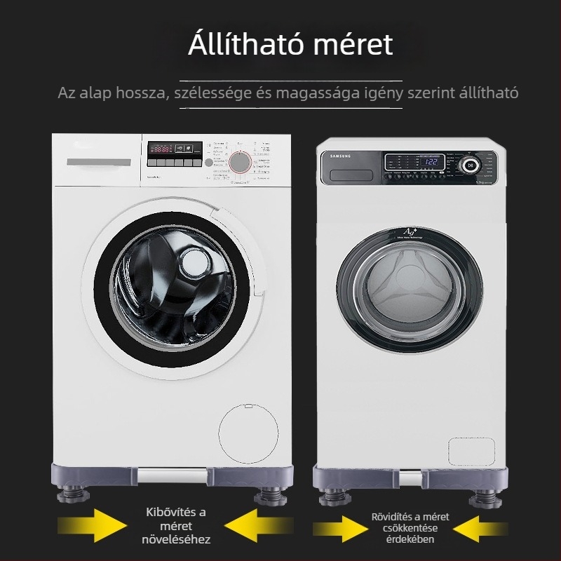 Rozsdamentes acél mosógép alap – sokoldalú, forgó és állítható, nedvességálló, padlóra szerelhető polc a konyha és a fürdőszoba számára