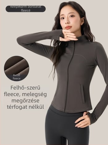 Jóga dzseki, karcsúsított fazon, hosszú ujjú, derékig érő hossz, meleg fleece, Cloud Feel dupla oldalú fleece, összetétel: 80% nylon, 20% spandex