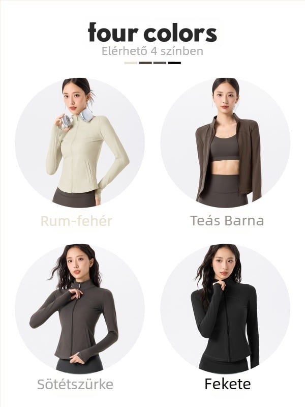 Jóga dzseki, karcsúsított fazon, hosszú ujjú, derékig érő hossz, meleg fleece, Cloud Feel dupla oldalú fleece, összetétel: 80% nylon, 20% spandex