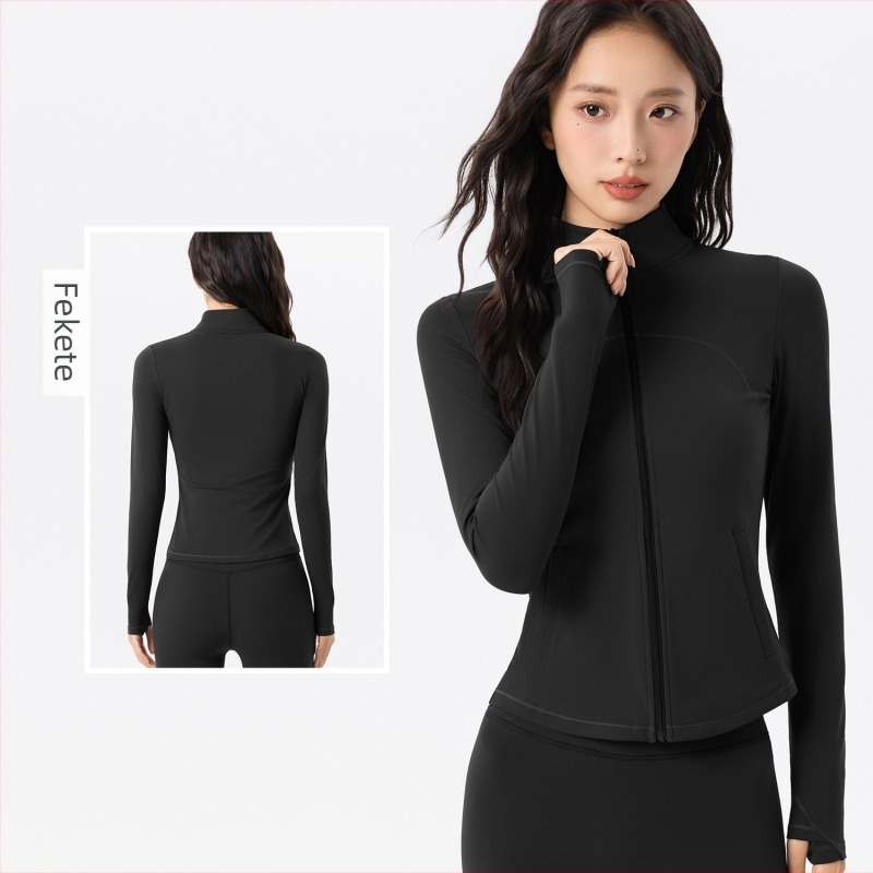 Jóga dzseki, karcsúsított fazon, hosszú ujjú, derékig érő hossz, meleg fleece, Cloud Feel dupla oldalú fleece, összetétel: 80% nylon, 20% spandex