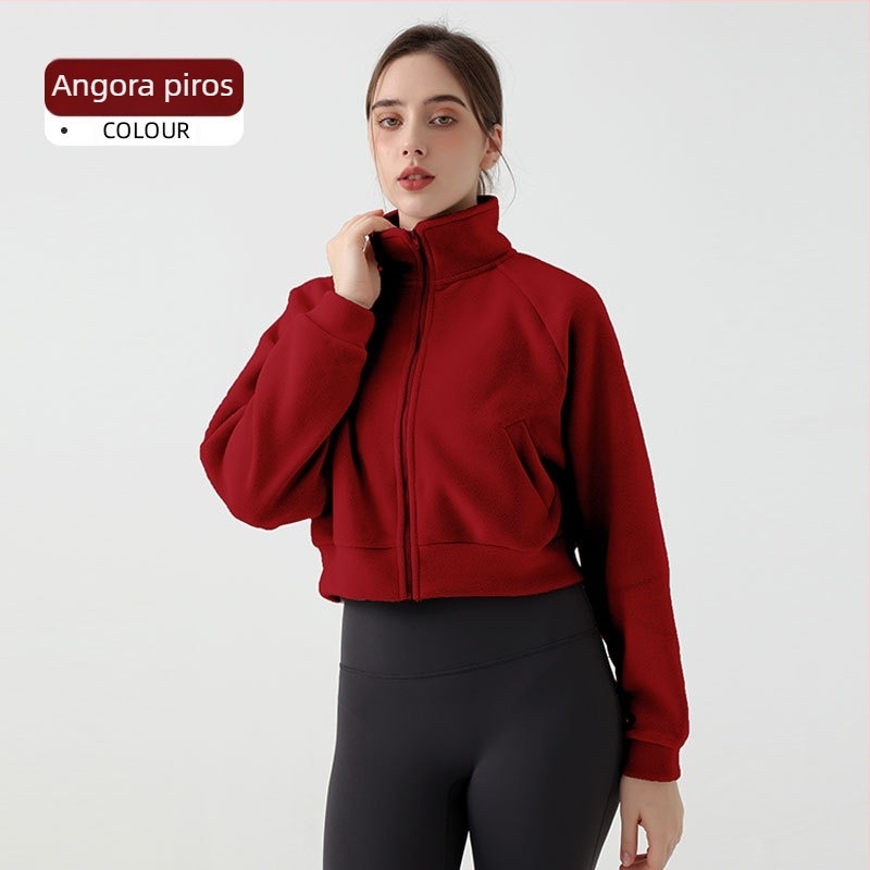 Női téli stand-galléros fleece kabát zsebekkel, Ori Velvet anyag