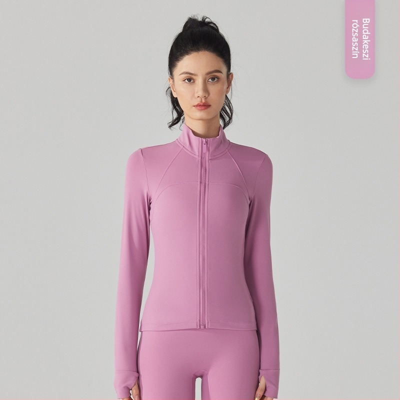 Női dzseki fleece béléses, nylon-velúr külső, álló gallér, elöl cipzárral.