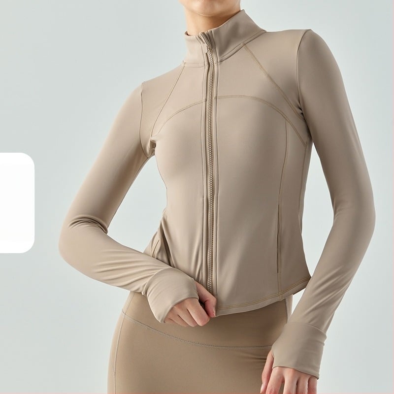 Karcsú szabású yoga kabát fleece belsővel, hosszú ujjú, anyag: 78% poliészter, 22% spandex
