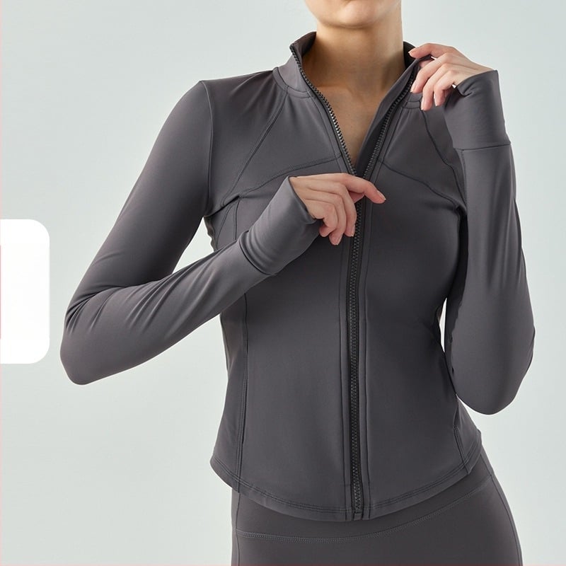 Karcsú szabású yoga kabát fleece belsővel, hosszú ujjú, anyag: 78% poliészter, 22% spandex