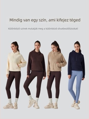 Jóga dzseki kapucnival, fleece bélés, elöl cipzár, Ao-grain bársony anyag, hosszú ujjú