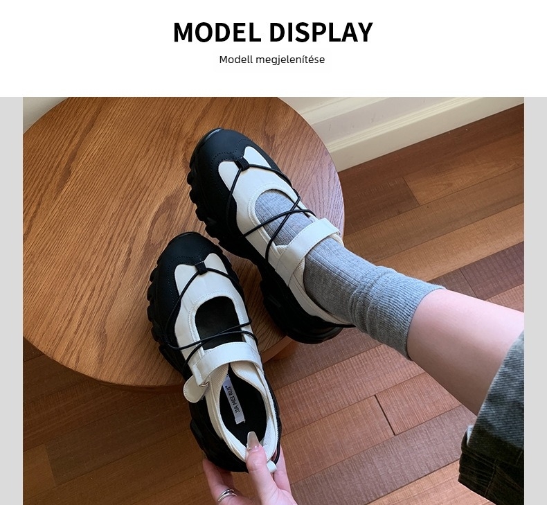 Női sportos-casual cipő Velcro-zárással, kerek orr, mikroszálas felsőrész, PU belső talp, gumi talp (Velcro-zárás, kerek orr, mikroszálas felsőrész, PU belső talp, gumi talp)