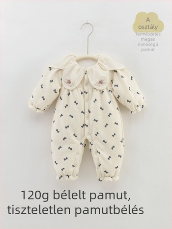 Baba body/kúszóruha pamutból, vastag, hosszú ujjú, egysoros gombos záródás