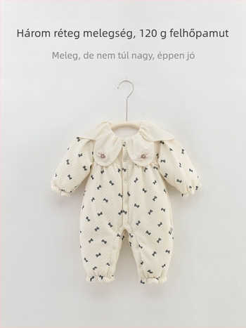 Baba body/kúszóruha pamutból, vastag, hosszú ujjú, egysoros gombos záródás