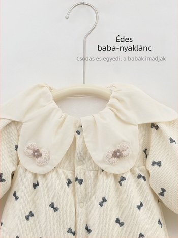 Baba body/kúszóruha pamutból, vastag, hosszú ujjú, egysoros gombos záródás