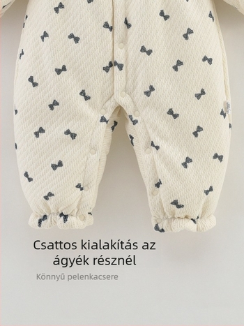 Baba body/kúszóruha pamutból, vastag, hosszú ujjú, egysoros gombos záródás