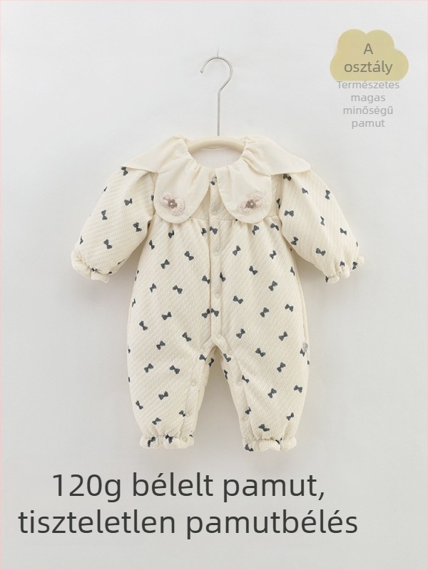 Baba body/kúszóruha pamutból, vastag, hosszú ujjú, egysoros gombos záródás