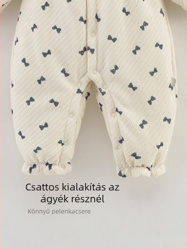 Baba body/kúszóruha pamutból, vastag, hosszú ujjú, egysoros gombos záródás