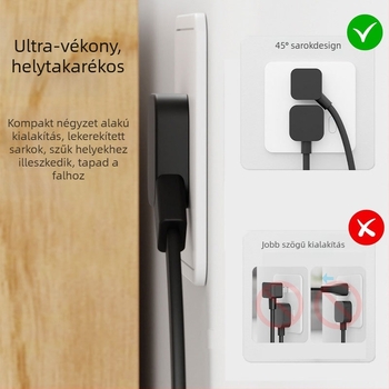 US szabvány intelligens hosszabbító USB-C porttal, 10A, 100-250VAC, tűzálló PC ház, réz vezetők