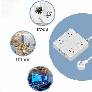 US szabvány intelligens hosszabbító USB-C porttal, 10A, 100-250VAC, tűzálló PC ház, réz vezetők