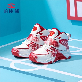 Hobibear fiúknak kosárlabda cipő — Szintetikus bőr felsőrész, EVA talp, Velcro-zár, Tavasz–Ősz, 7–16 évesek