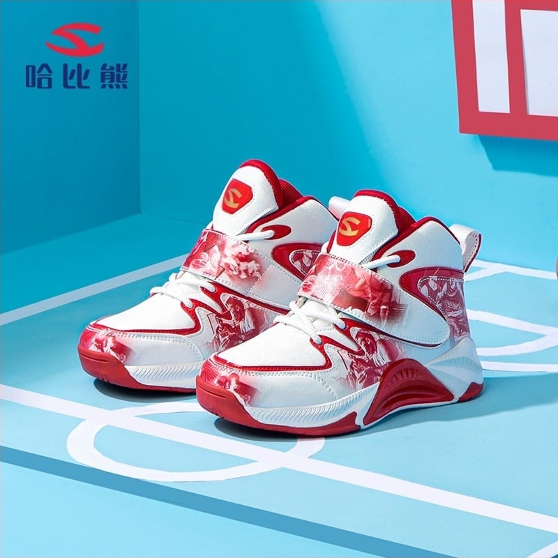 Hobibear fiúknak kosárlabda cipő — Szintetikus bőr felsőrész, EVA talp, Velcro-zár, Tavasz–Ősz, 7–16 évesek