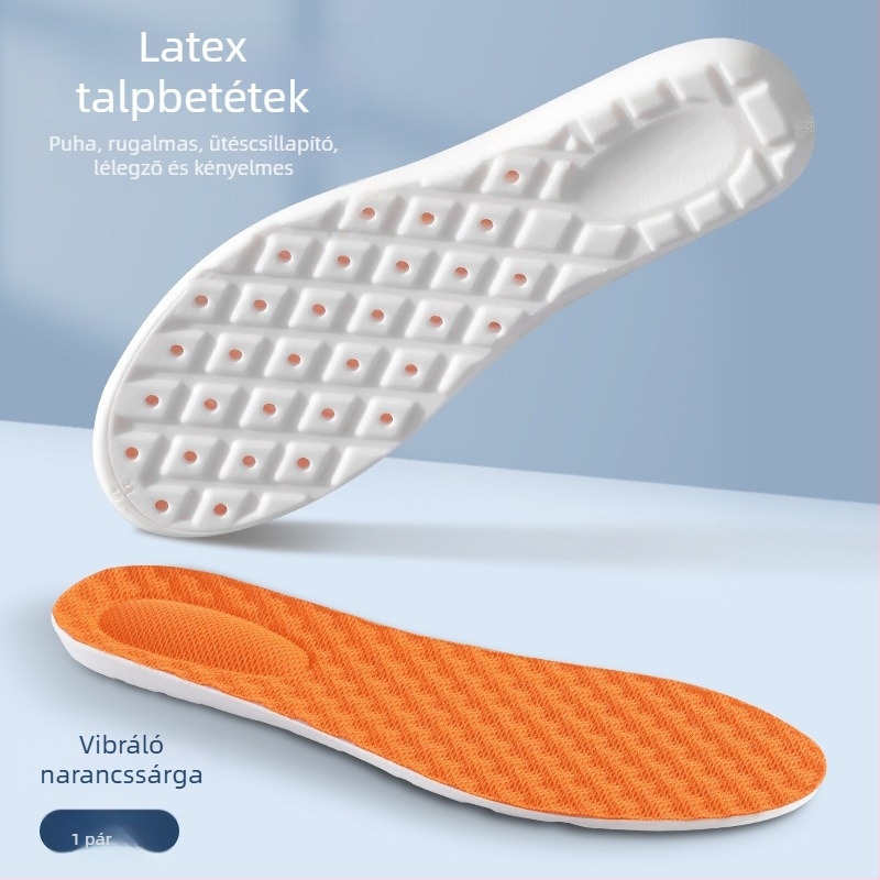 Latex alapú magasságot növelő talpbetét, légáteresztő, láthatatlan belső rész, teljes talpbetét