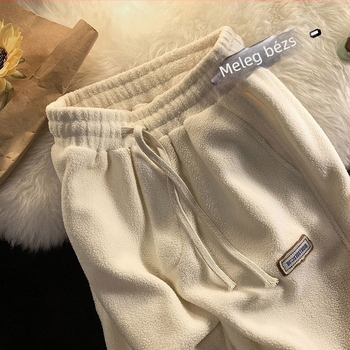 Női harém nadrág polár fleece-béléssel, lazán szabott, magas derekú, vast anyag