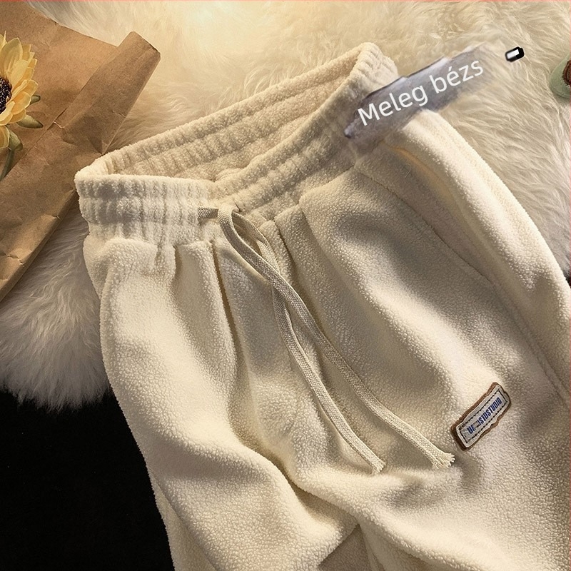 Női harém nadrág polár fleece-béléssel, lazán szabott, magas derekú, vast anyag