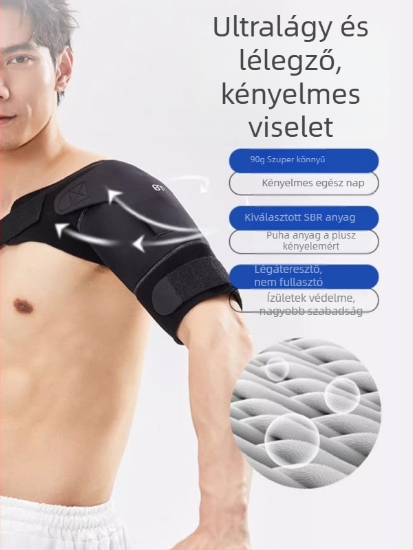 BM márkájú sport kompressziós vállvédő felnőtteknek, poliészter szálból, stabilizáló védő vállpánt minden sporthoz