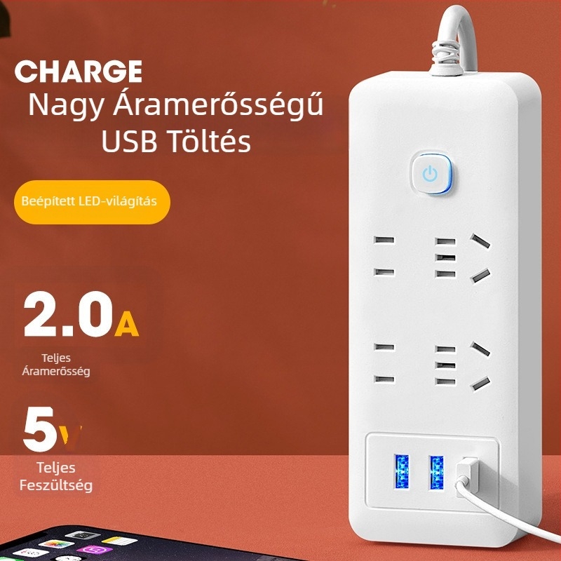 USB-s elosztó, többfunkciós, egyedileg vezérelhető aljzatok, nemzeti szabvány