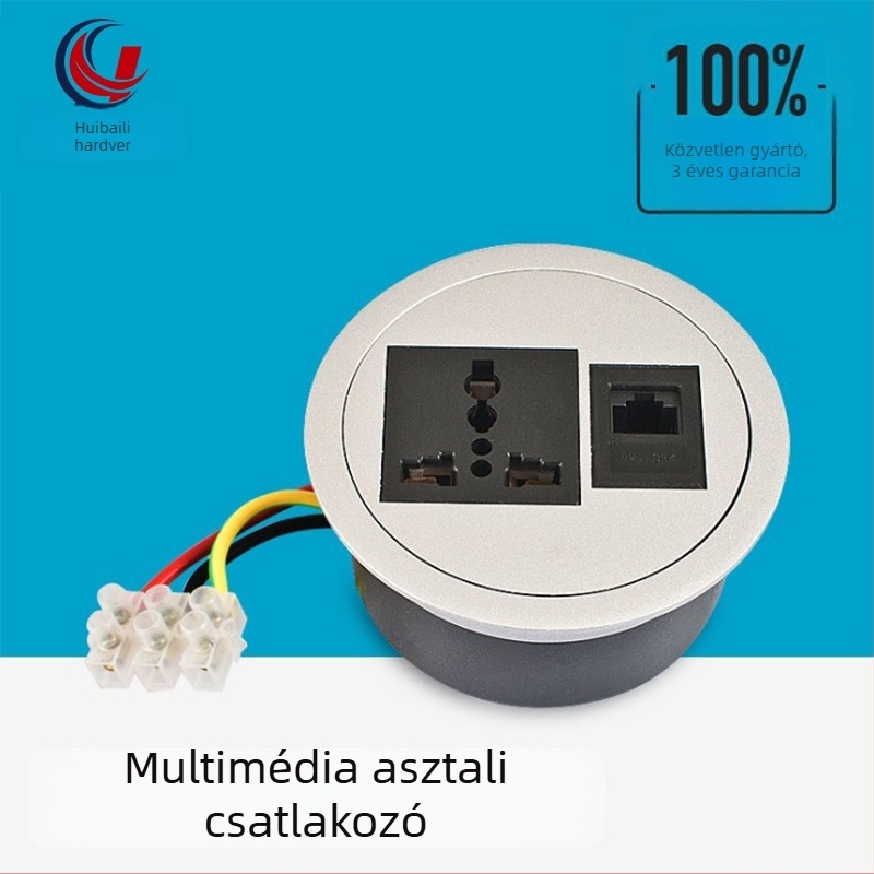 Asztali multifunkcionális aljzatdoboz – kerek kialakítás