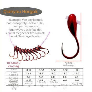 Szúrós horgászhorog, 45° biomimetikus dizájn, 40 darabos készlet, horgászatra folyóparton, tavaknál