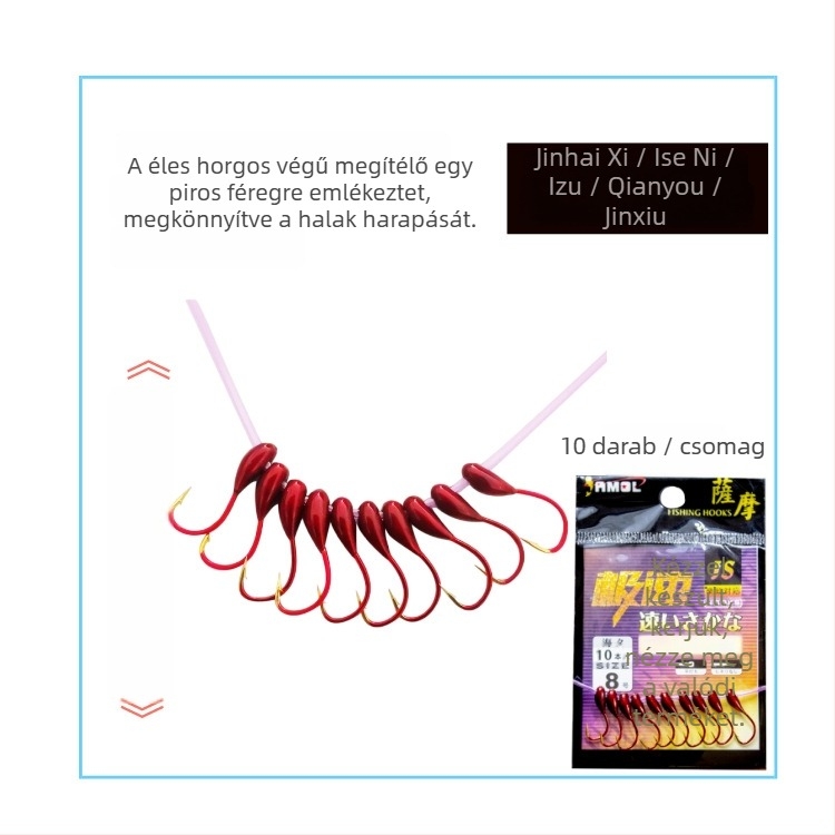 Szúrós horgászhorog, 45° biomimetikus dizájn, 40 darabos készlet, horgászatra folyóparton, tavaknál